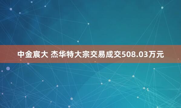 中金宸大 杰华特大宗交易成交508.03万元