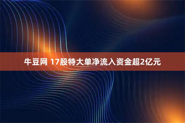 牛豆网 17股特大单净流入资金超2亿元