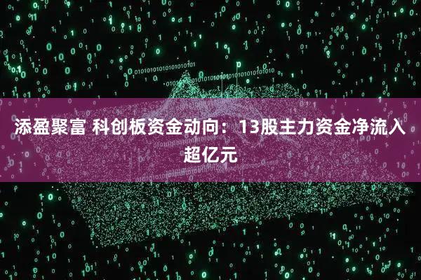 添盈聚富 科创板资金动向：13股主力资金净流入超亿元