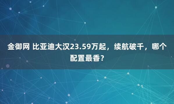 金御网 比亚迪大汉23.59万起，续航破千，哪个配置最香？